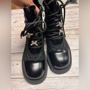 Elegant Black Lace-Up Women's Boots